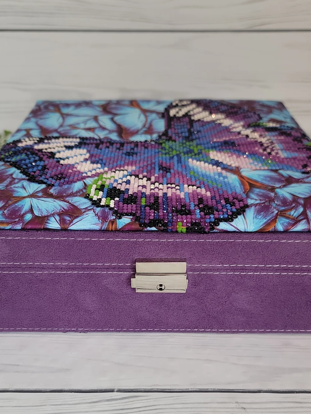 Upcycled Jewelry Case Purple Butterfly Decorative Keepsake Box 10